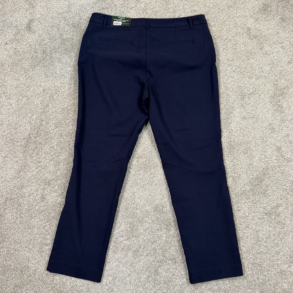 Mario Serrani Slim Fit Navy Dress Pants Blue Women L Tummy Control Stretch 12x27 - Picture 8 of 9
